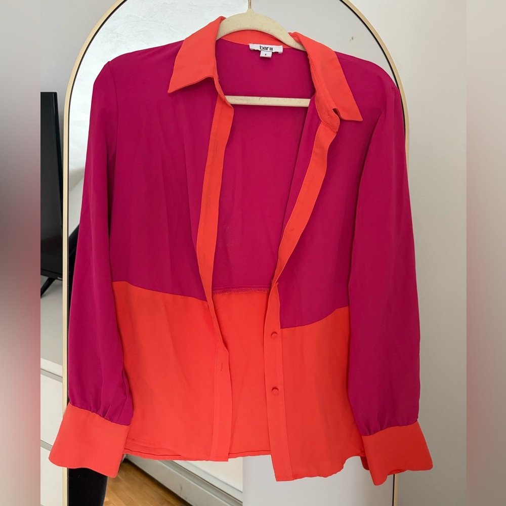 Bar III Pink and Orange Button Down Shirt